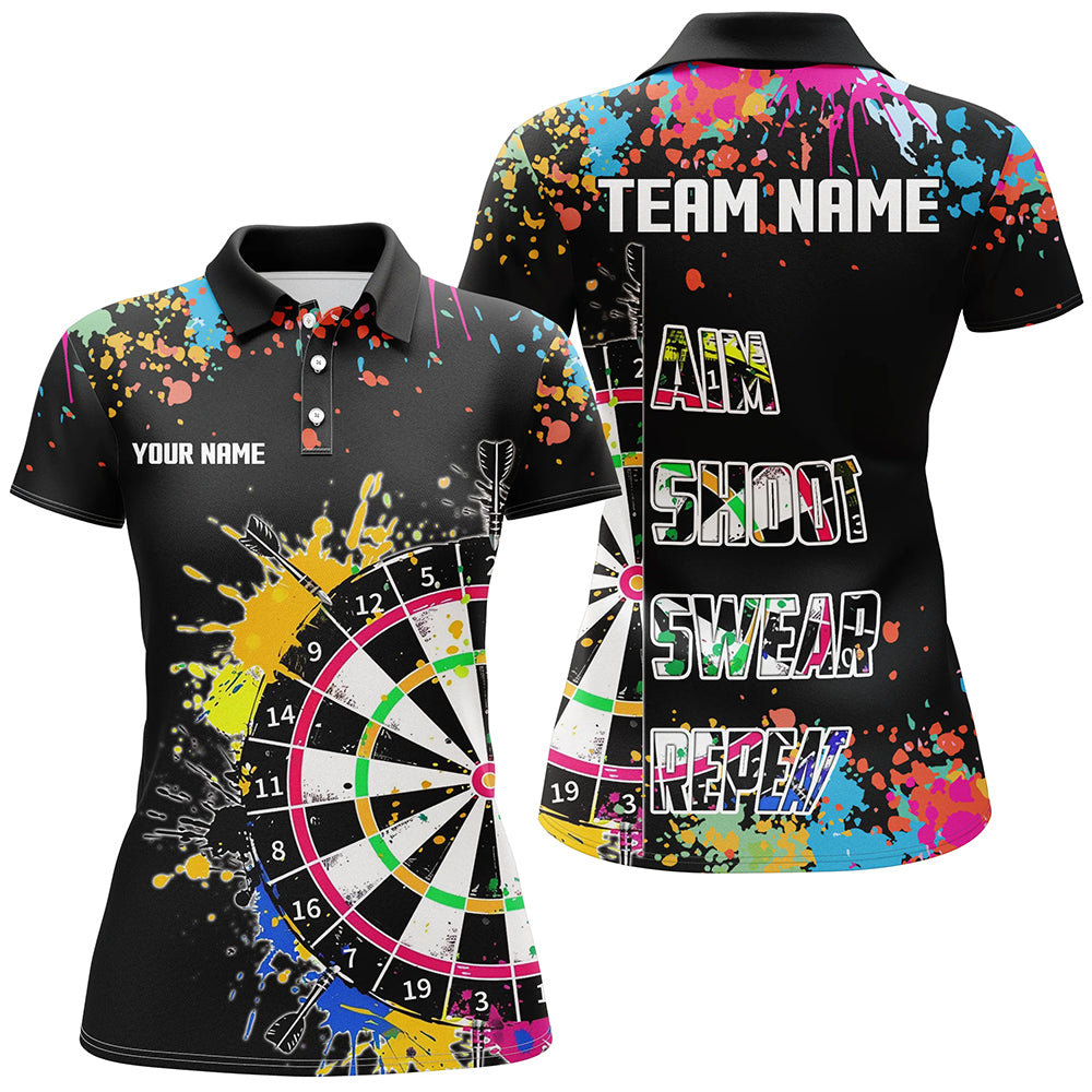 Funny Dartboards Colorful Paint Aim Shoot Swear Repeat Custom Men Darts, Dart |Black