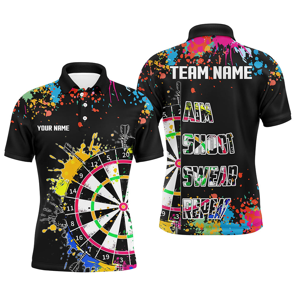 Funny Dartboards Colorful Paint Aim Shoot Swear Repeat Custom Men Darts, Dart |Black