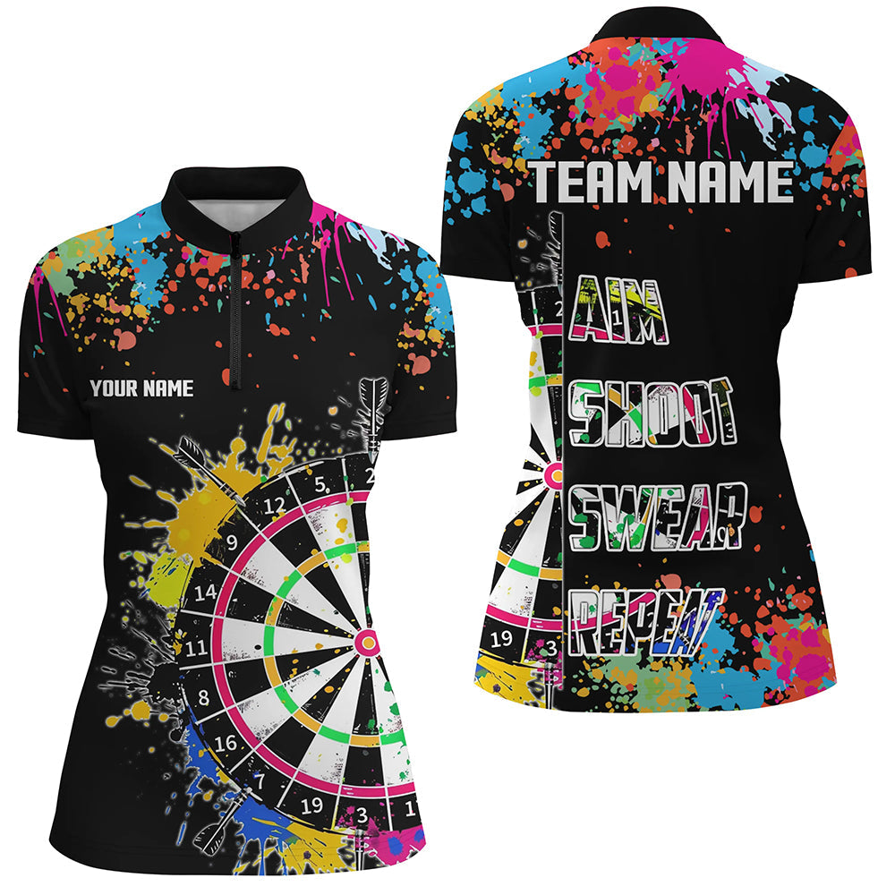 Funny Dartboards Colorful Paint Aim Shoot Swear Repeat Custom Men Darts, Dart |Black
