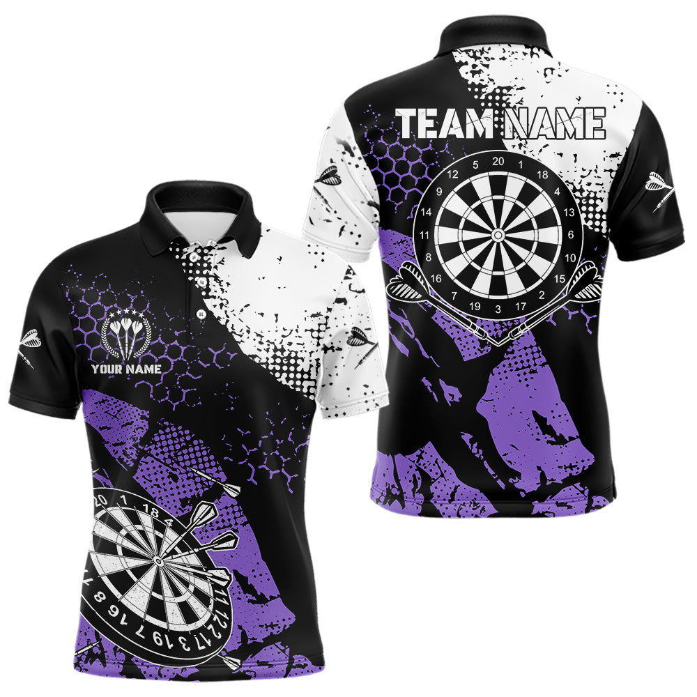 Retro Black Purple Grunge Pattern Darts, Custom Men Dart Team Dart