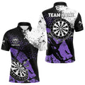 Retro Black Purple Grunge Pattern Darts, Custom Men Dart Team Dart