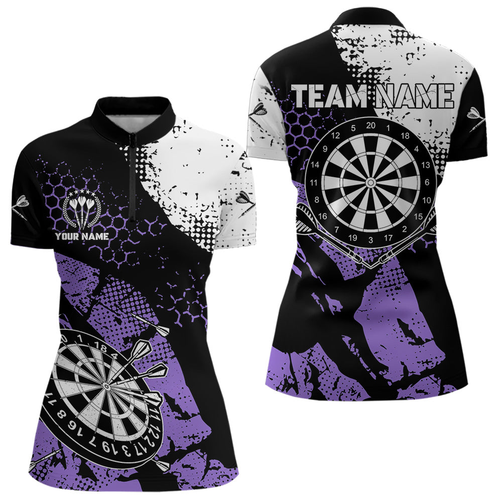Retro Black Purple Grunge Pattern Darts, Custom Men Dart Team Dart