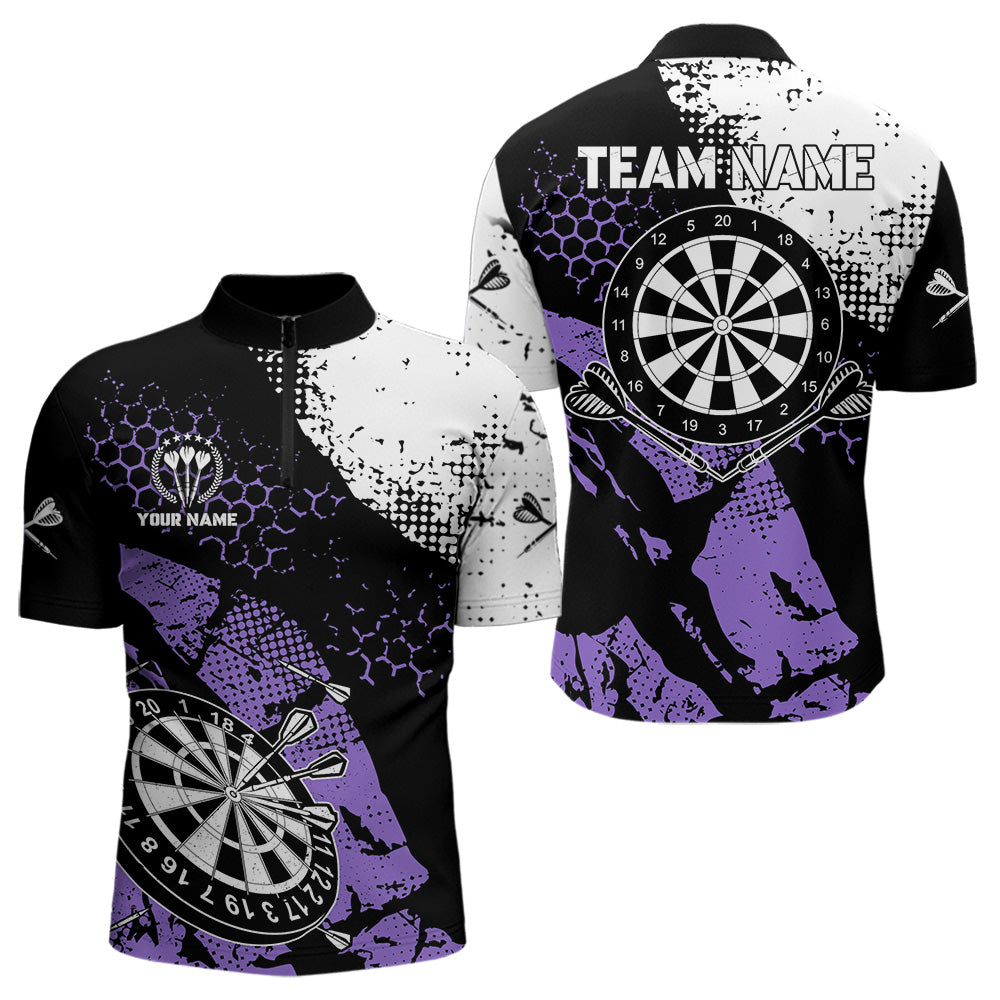 Retro Black Purple Grunge Pattern Darts, Custom Men Dart Team Dart
