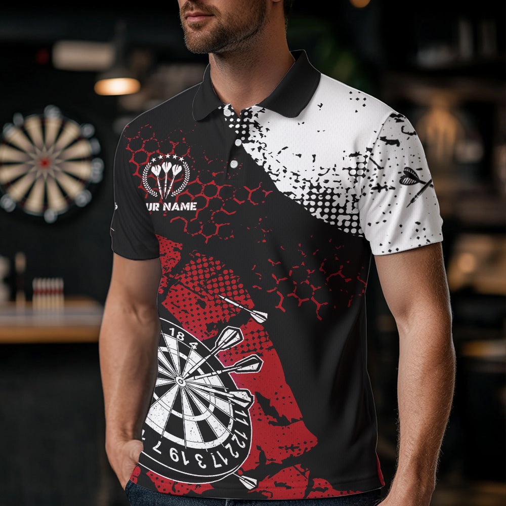 Retro Black Red Grunge Pattern Darts, Custom Men Dart Team Dart
