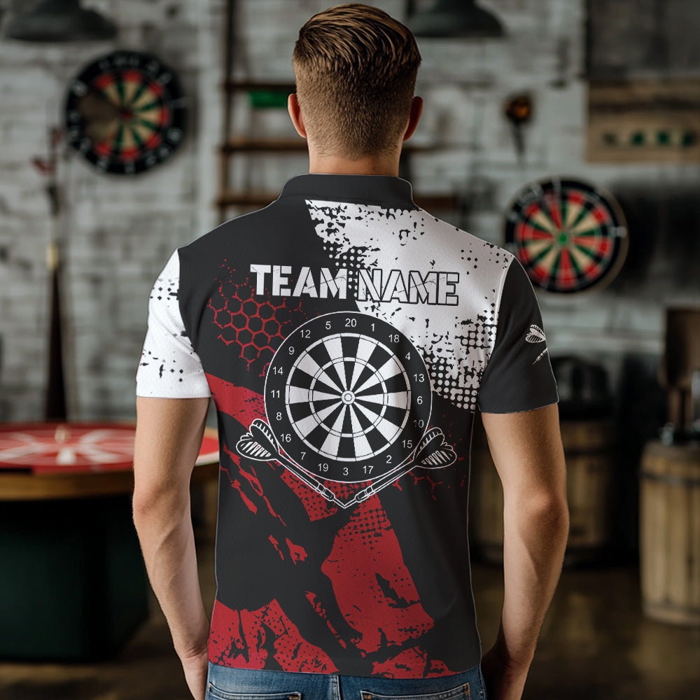 Retro Black Red Grunge Pattern Darts, Custom Men Dart Team Dart