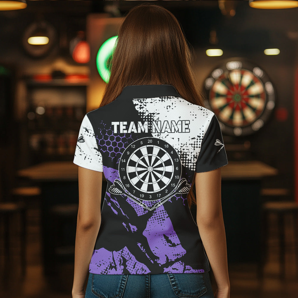 Retro Black Purple Grunge Pattern Darts, Custom Men Dart Team Dart