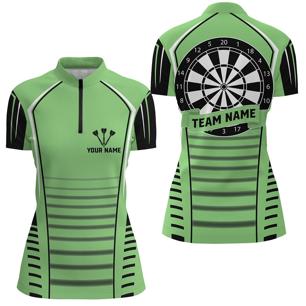 Personalized Dartboard Black Green Darts Men Quarter-Zip Custom Darts Team