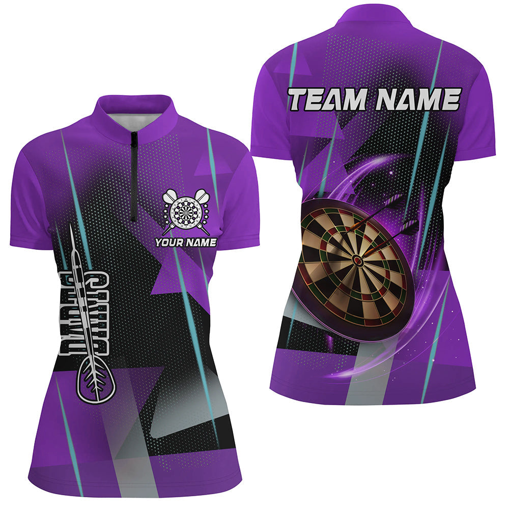Personalized 3D All Over Print Darts Men and Quarter-Zip Custom Purple Darts Team