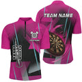 Personalized 3D All Over Print Darts Men and Quarter-Zip Custom Pink Darts Team