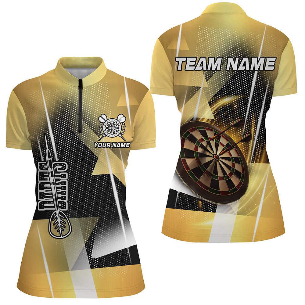 Personalized 3D All Over Print Darts Men and Quarter-Zip Custom Yellow Darts Team