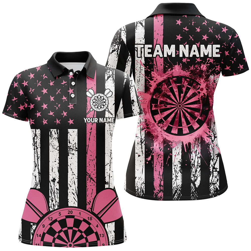 Custom Pink Grunge American Flag Patriotic Darts Darts Tournament Retro Style