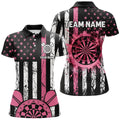 Custom Pink Grunge American Flag Patriotic Darts Darts Tournament Retro Style