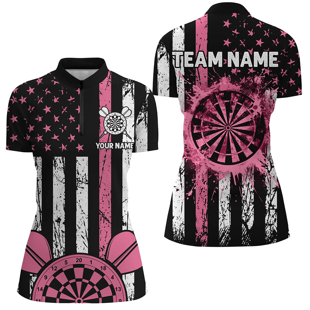 Custom Pink Grunge American Flag Patriotic Darts Darts Tournament Retro Style