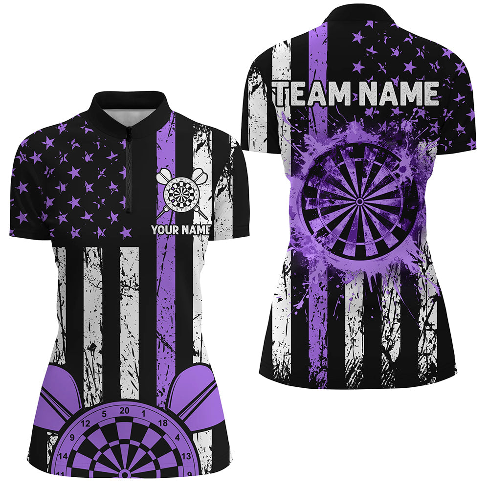 Custom Purple Grunge Us Flag Patriotic Darts, Darts Tournament Retro Style