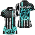 Custom Turquoise Grunge US Flag Patriotic Darts, Darts Tournament Retro Style