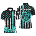 Custom Turquoise Grunge US Flag Patriotic Darts, Darts Tournament Retro Style