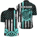 Custom Turquoise Grunge US Flag Patriotic Darts, Darts Tournament Retro Style