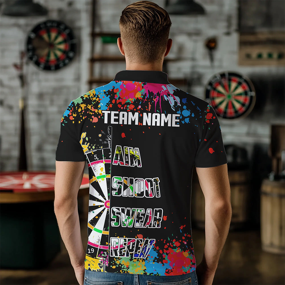 Funny Dartboards Colorful Paint Aim Shoot Swear Repeat Custom Men Darts, Dart |Black