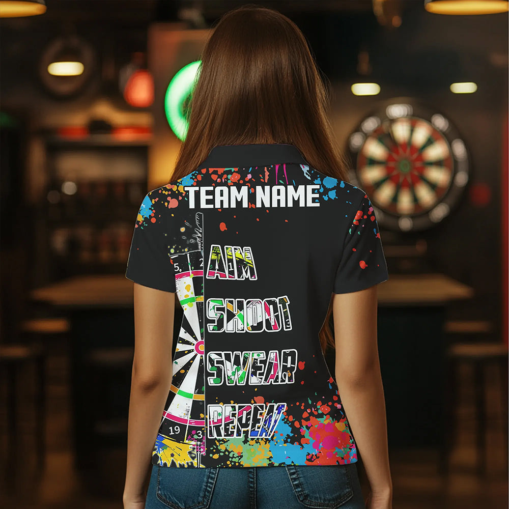 Funny Dartboards Colorful Paint Aim Shoot Swear Repeat Custom Men Darts, Dart |Black