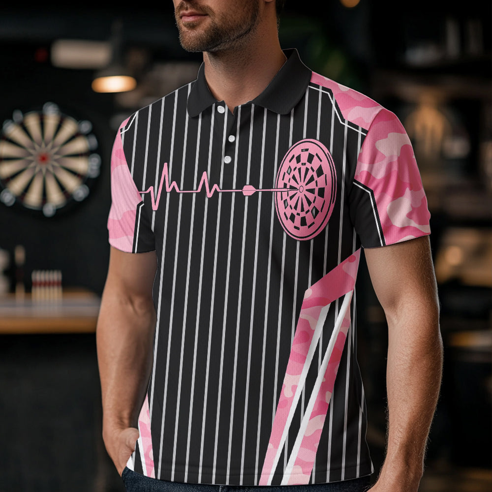 Pink Camo Dartboard Pulse Heartbeat Custom Women Dart, Funny Wings Cool Dart Team