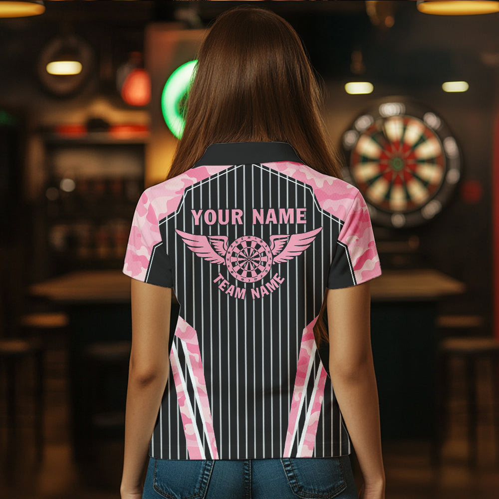 Pink Camo Dartboard Pulse Heartbeat Custom Women Dart, Funny Wings Cool Dart Team