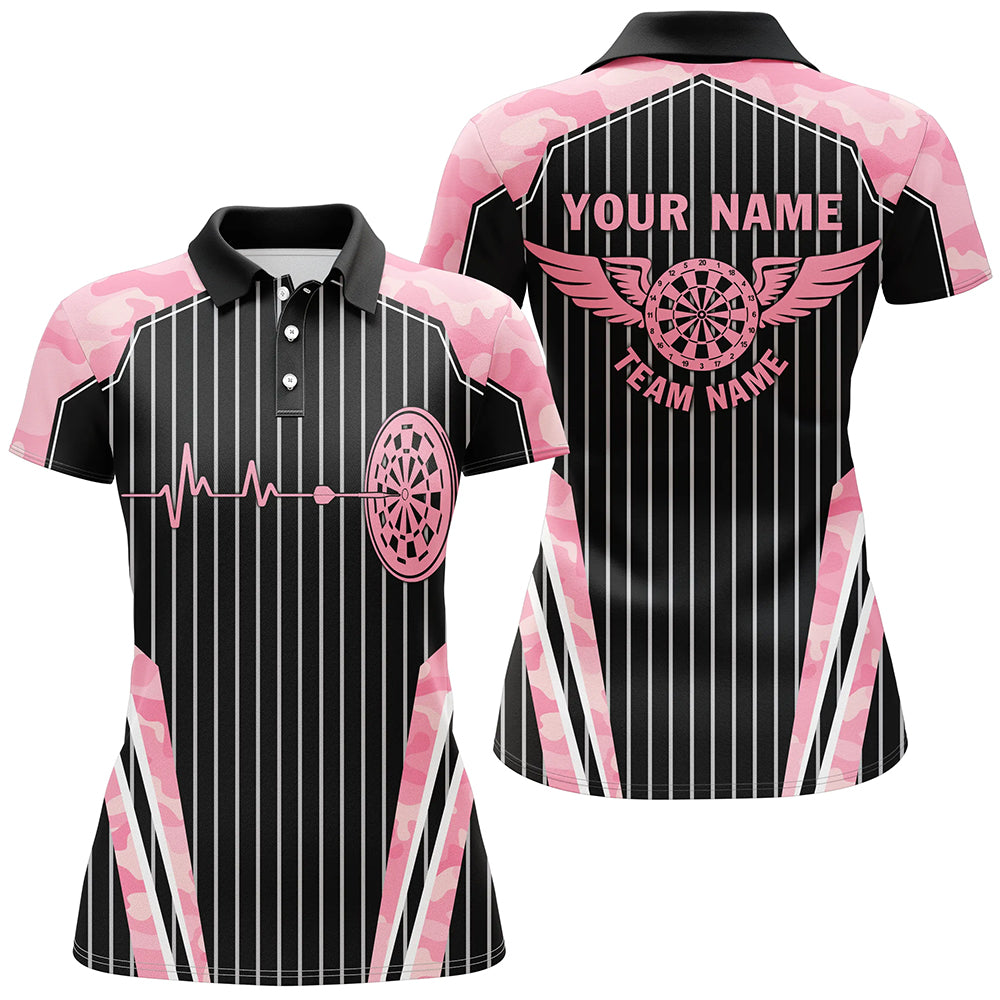 Pink Camo Dartboard Pulse Heartbeat Custom Women Dart, Funny Wings Cool Dart Team