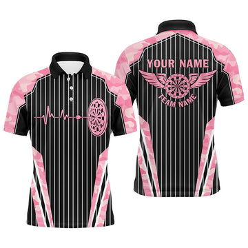 Pink Camo Dartboard Pulse Heartbeat Custom Women Dart, Funny Wings Cool Dart Team