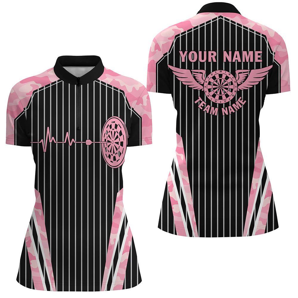 Pink Camo Dartboard Pulse Heartbeat Custom Women Dart, Funny Wings Cool Dart Team