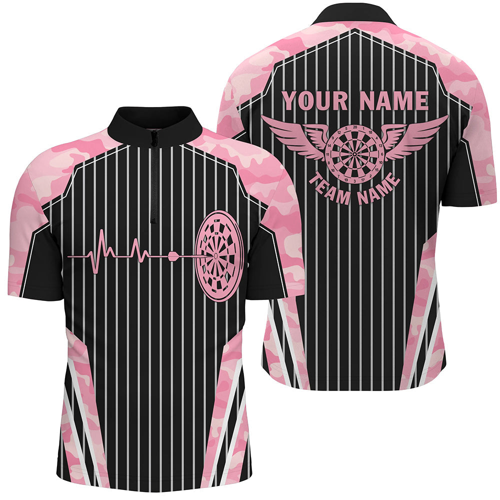 Pink Camo Dartboard Pulse Heartbeat Custom Women Dart, Funny Wings Cool Dart Team