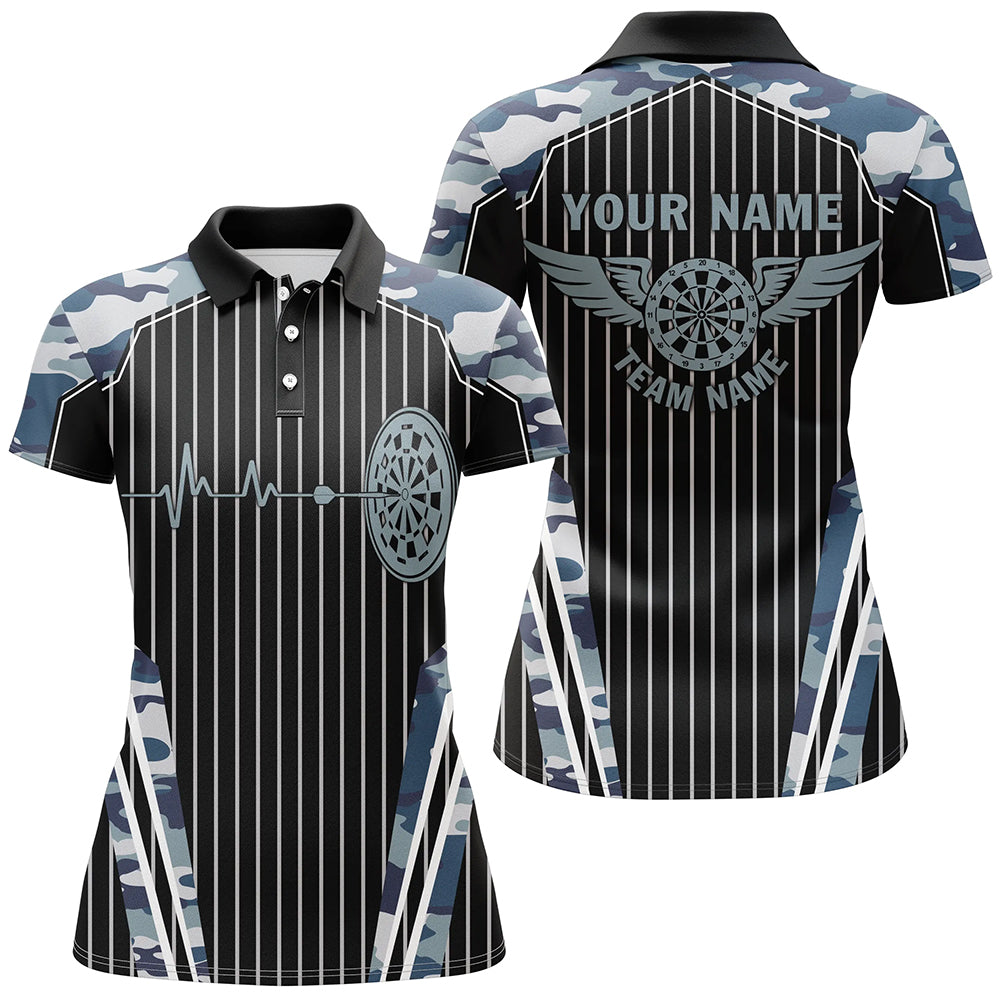 Blue Camo Dartboard Pulse Heartbeat Custom Men Dart, Funny Wings Cool Dart Team