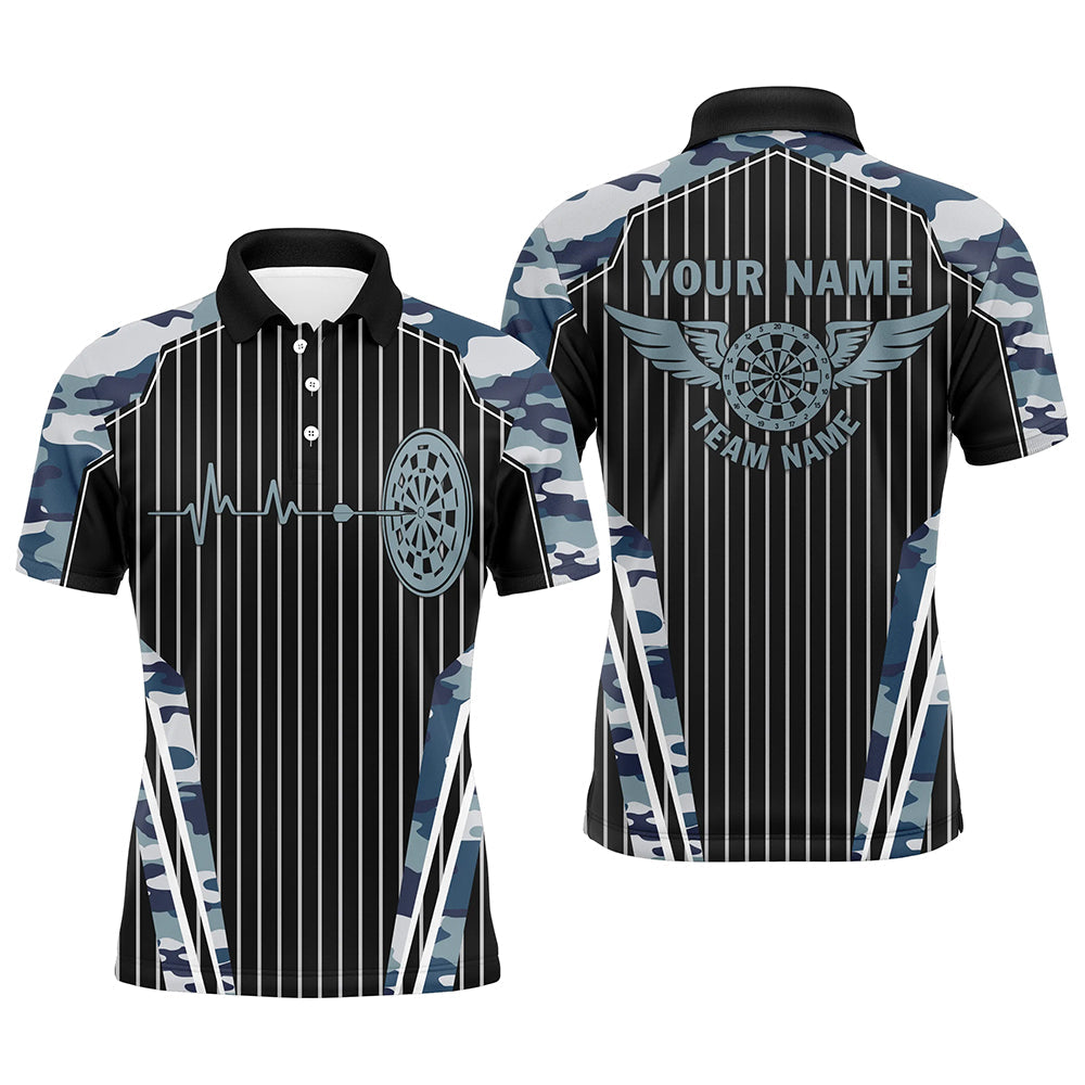 Blue Camo Dartboard Pulse Heartbeat Custom Men Dart, Funny Wings Cool Dart Team