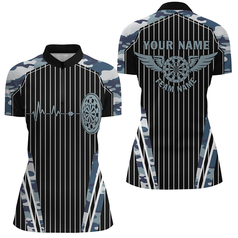 Blue Camo Dartboard Pulse Heartbeat Custom Men Dart, Funny Wings Cool Dart Team