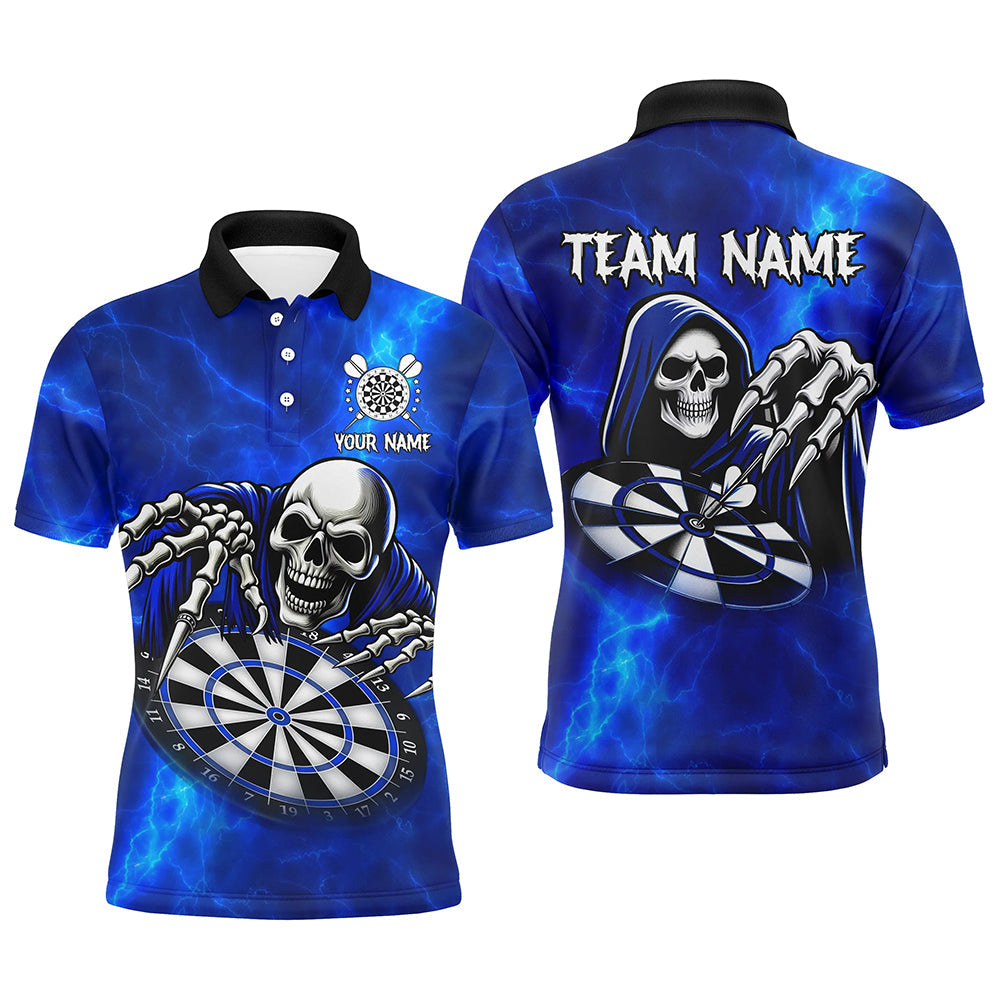 Death Skeleton Custom Blue Dart, Personalized Name 3D Skull Dart Team