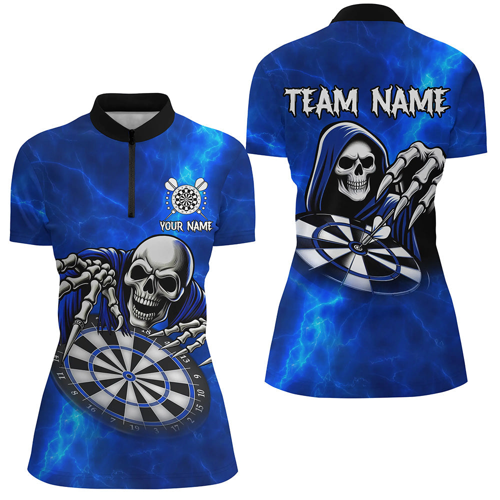 Death Skeleton Custom Blue Dart, Personalized Name 3D Skull Dart Team