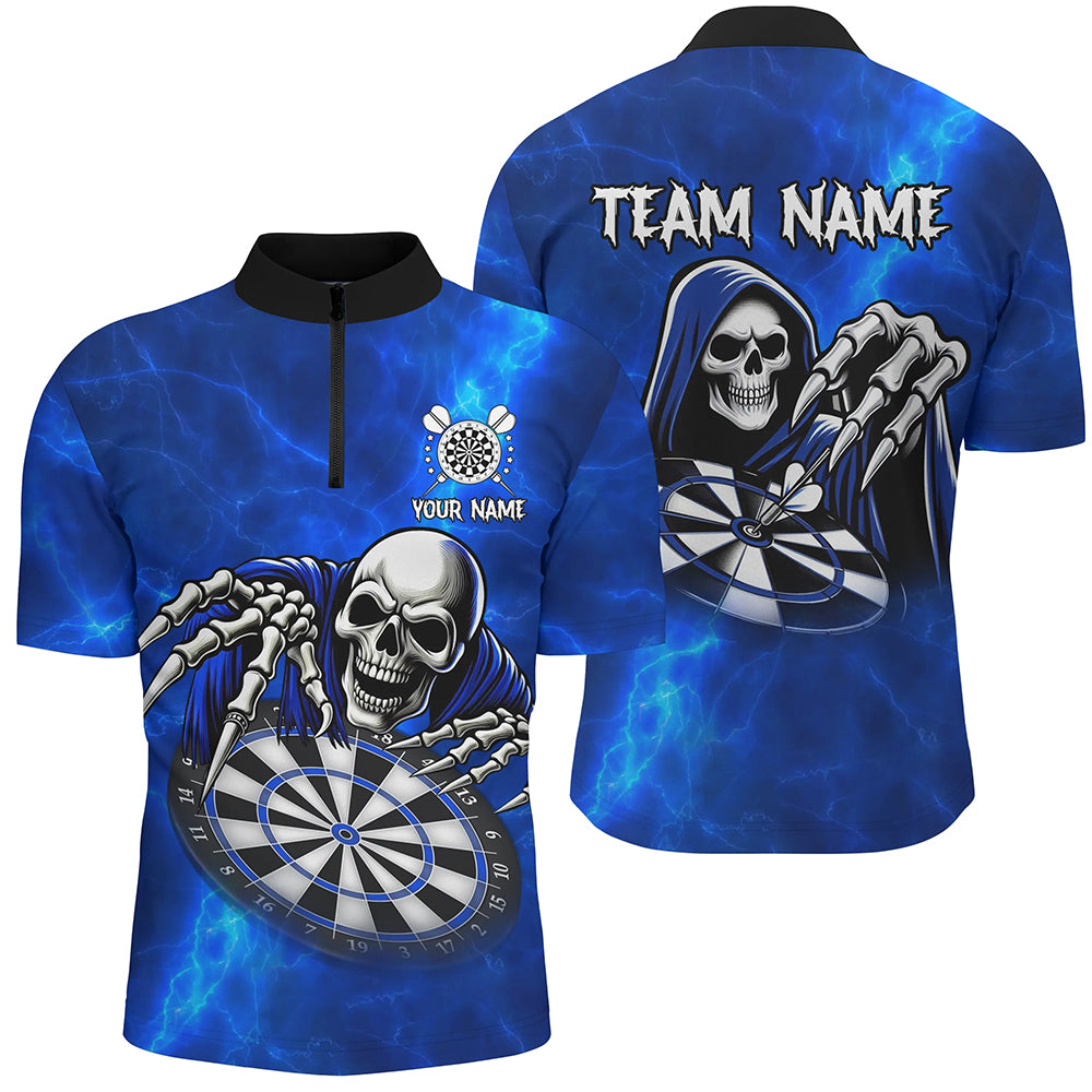 Death Skeleton Custom Blue Dart, Personalized Name 3D Skull Dart Team