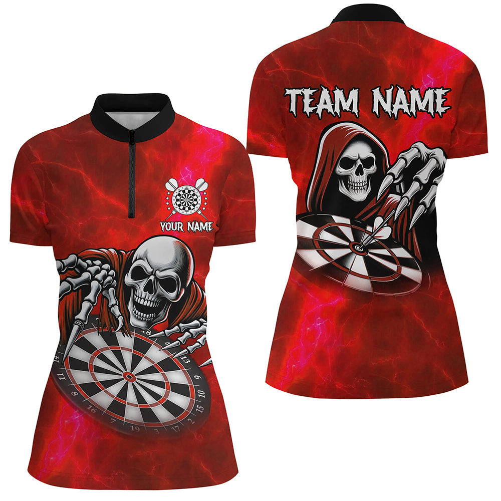 Death Skeleton Custom Red Dart, Personalized Name 3D Skull Dart Team