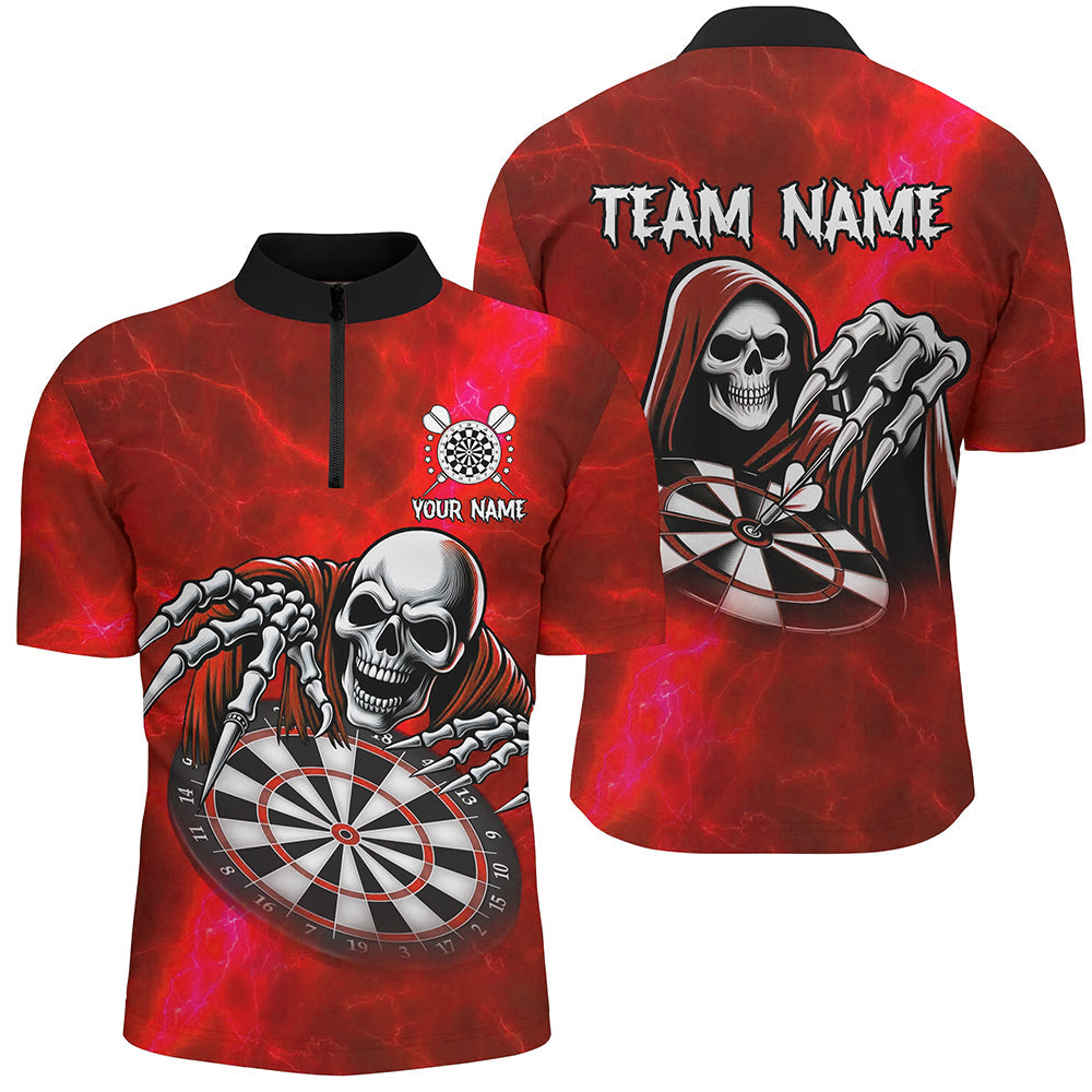 Death Skeleton Custom Red Dart, Personalized Name 3D Skull Dart Team
