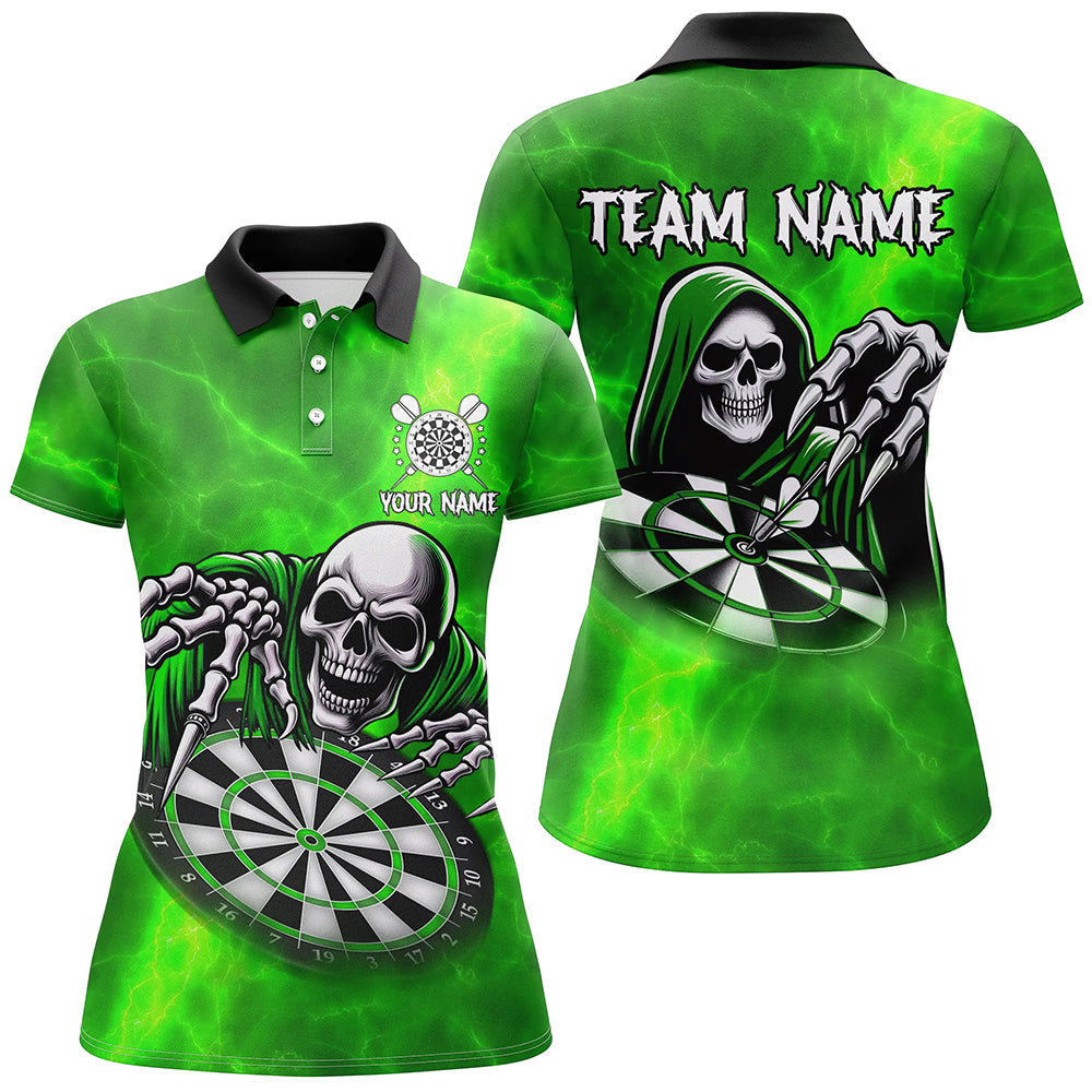 Death Skeleton Custom Green Dart, Personalized Name 3D Skull Dart Team