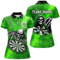 Death Skeleton Custom Green Dart, Personalized Name 3D Skull Dart Team