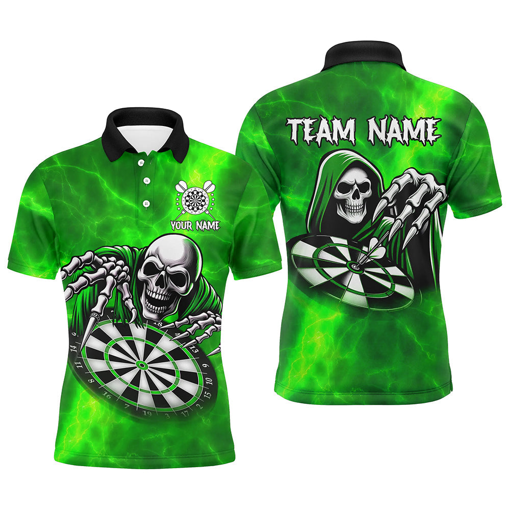 Death Skeleton Custom Green Dart, Personalized Name 3D Skull Dart Team