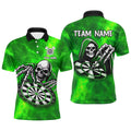 Death Skeleton Custom Green Dart, Personalized Name 3D Skull Dart Team