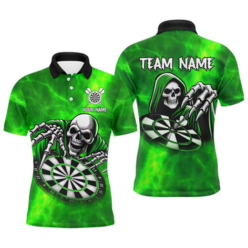 Death Skeleton Custom Green Dart, Personalized Name 3D Skull Dart Team