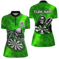 Death Skeleton Custom Green Dart, Personalized Name 3D Skull Dart Team