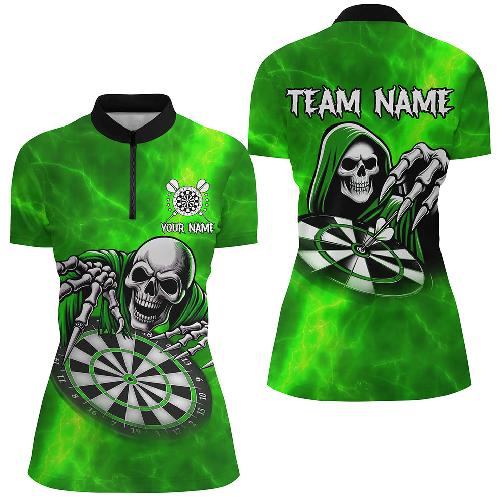 Death Skeleton Custom Green Dart, Personalized Name 3D Skull Dart Team