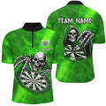 Death Skeleton Custom Green Dart, Personalized Name 3D Skull Dart Team