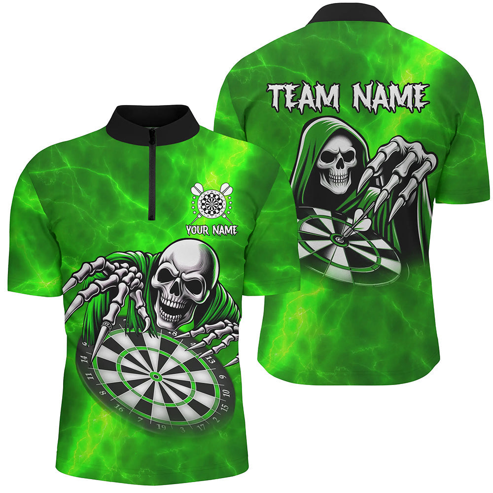 Death Skeleton Custom Green Dart, Personalized Name 3D Skull Dart Team