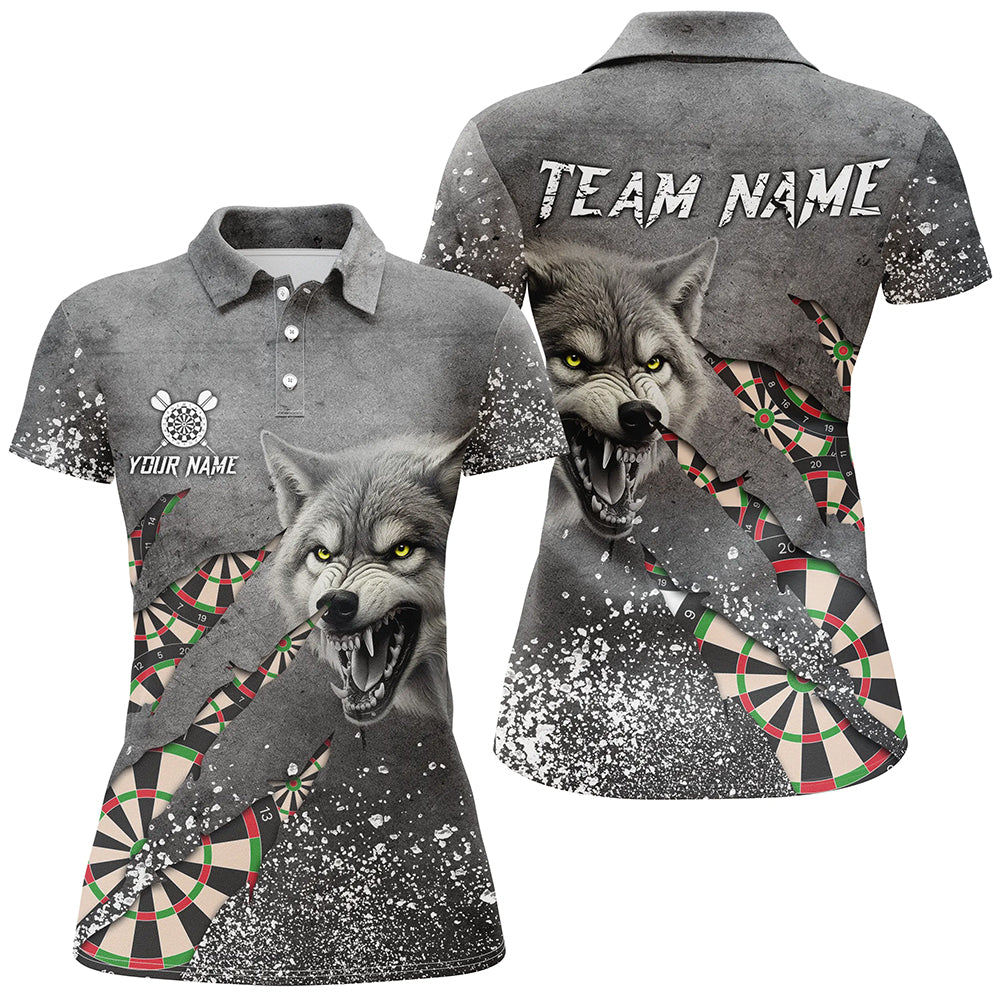 Personalized Grey Grunge Wolf Dart, Darts League Team Cool Dart