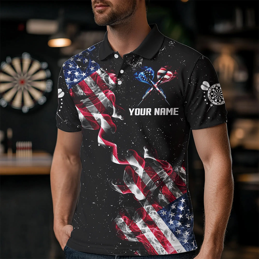 Customized Grunge US Flag Smoke Darts and Quarter-Zip, Patriotic Darts