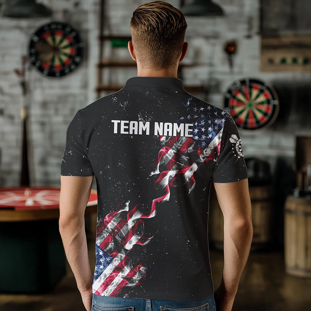 Customized Grunge US Flag Smoke Darts and Quarter-Zip, Patriotic Darts