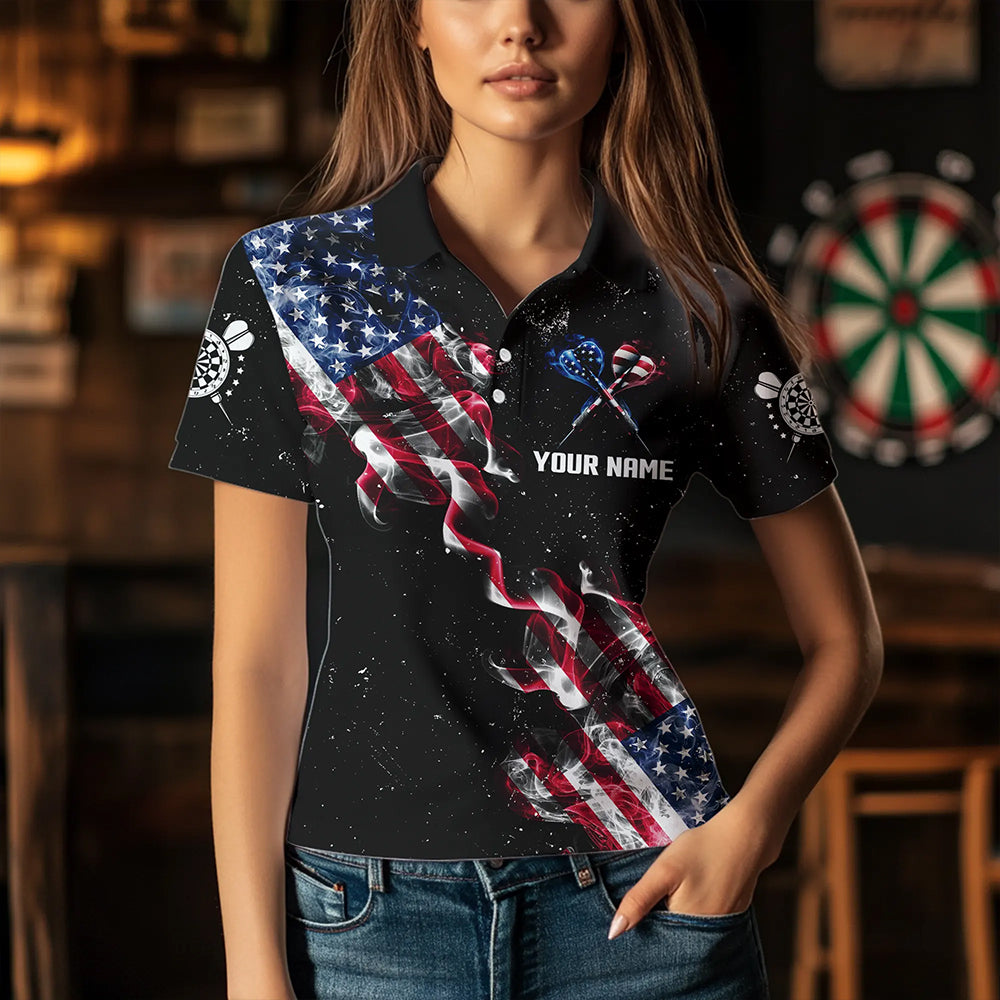 Customized Grunge US Flag Smoke Darts and Quarter-Zip, Patriotic Darts
